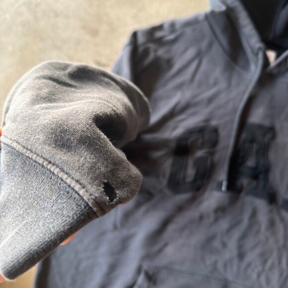 VINTAGE Y2K FADED BLACK BAGGY GAP HOODIE GRUNGE SKATE ESSENTIAL MENS XXL - Picture 6 of 6